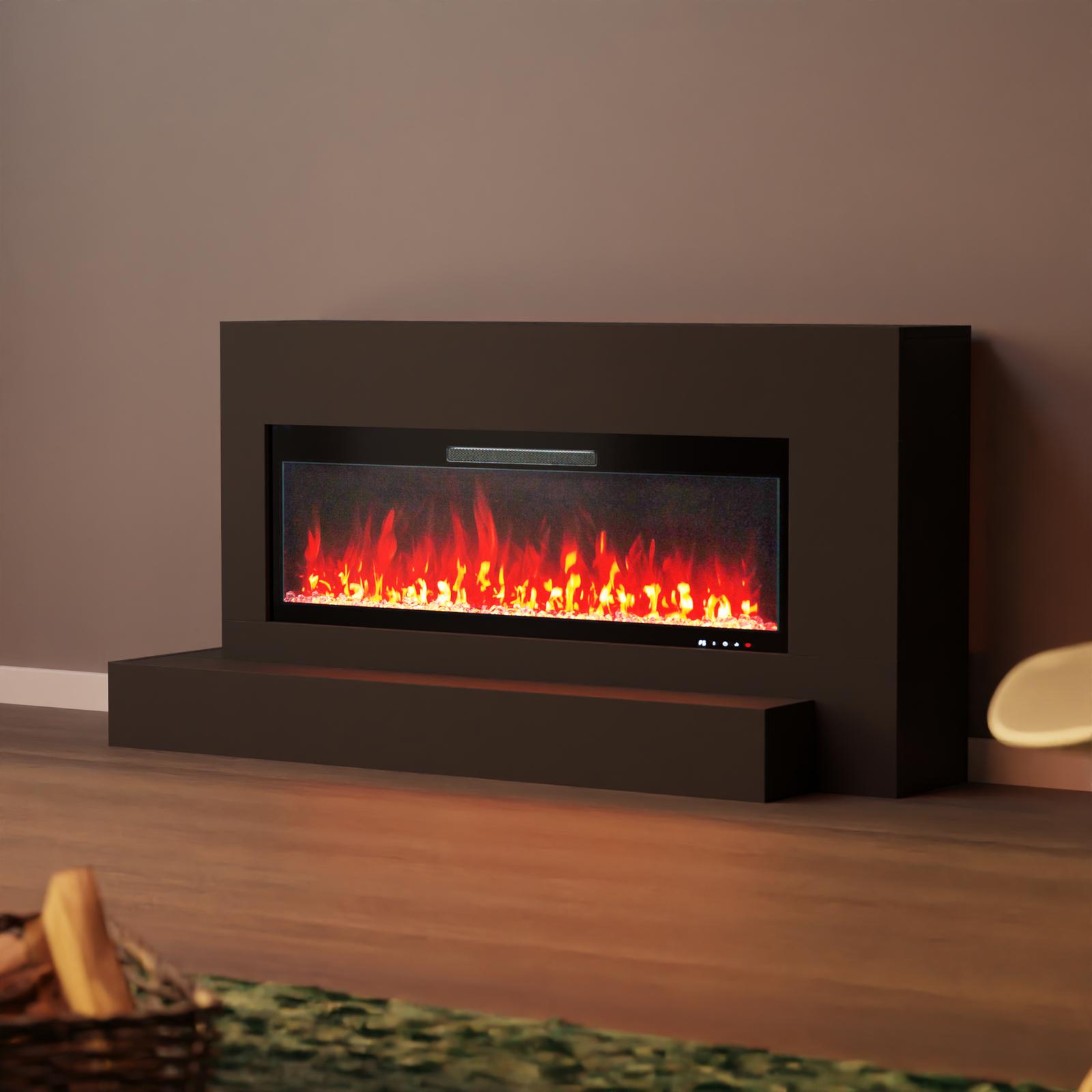 Glow Fire Elektrokamin 'Hestia 106 Links Schwarz' | LED Standkamin mit Heizung (1500 W) | HxBxT: 75x149x40 cm