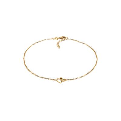 Fußkette ELLI "Fußschmuck Herz Liebe Verschlungen 925 Silber" Gr. 25, gold, Fußketten, Damen, Silber 925 (Sterlingsilber)