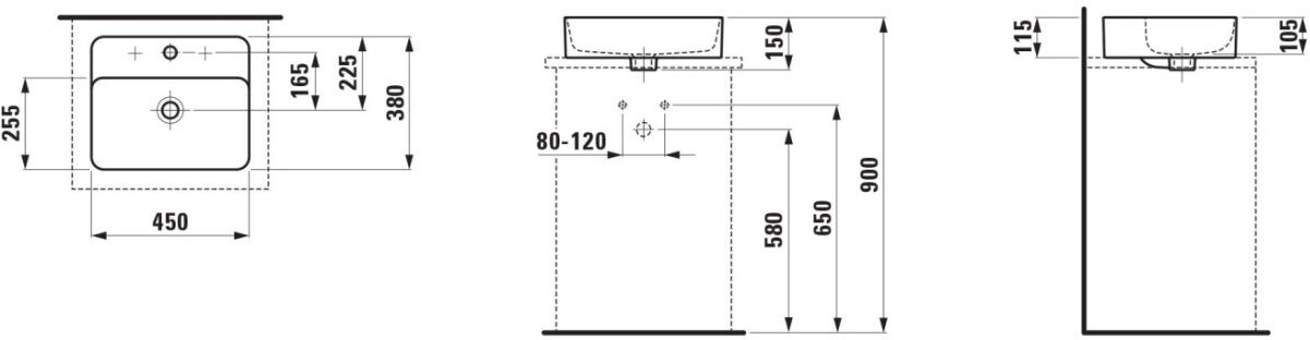 LAUFEN Waschtisch-Schale VAL 380x450x150  H812280A001041