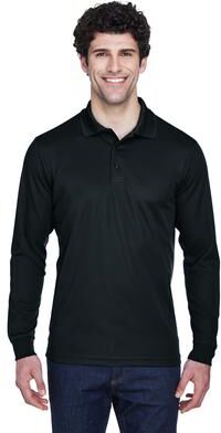 CORE365 88192T Men's Tall Pinnacle Performance Long Sleeve Piqué Polo Shirt in Black size Large/Tall   Polyester