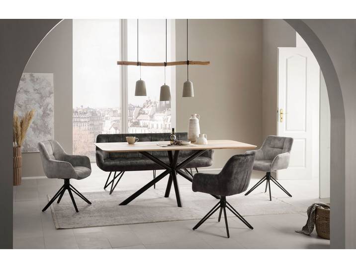 Esstisch HOME AFFAIRE, beige (natur, schwarz, natur), B:180cm H:77cm, Tische, Esstisch