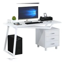 Mod. ELEGANT WHITE Schreibtisch Mobiler Computertisch mit Schubladen für das Büro von Yelloo