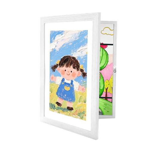 Relaxdays kinderlijst A4, wit, modern en wandmontage