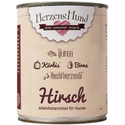 Herzenshund Hirsch mit Bio Quinoa | 6x800g Hundenassfutter