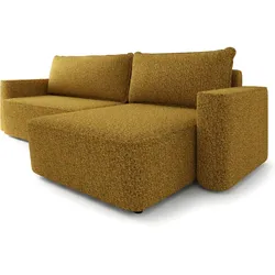 ECKSOFA BELARO BL Currygelb Chenille mit Schlaffunktion
