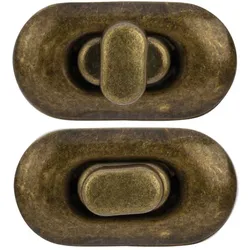 buttinette Drehverschluss für Taschen, Größe: 35 x 20 mm, altmessing, 2 Stück