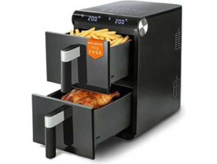 Friteuse à air chaud - NETTLIFE - Double cavité 11 L (2×5 5 L) - Écran tactile - 2800W - 13 programmes