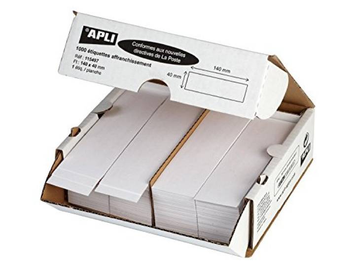 Apli 115497 Lot de 1000 Etiquettes 140 x 40 mm Planche