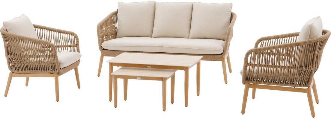 Gartenmöbel "orissa" taupe 5-sitzer aus polyester und stahl - Hespéride