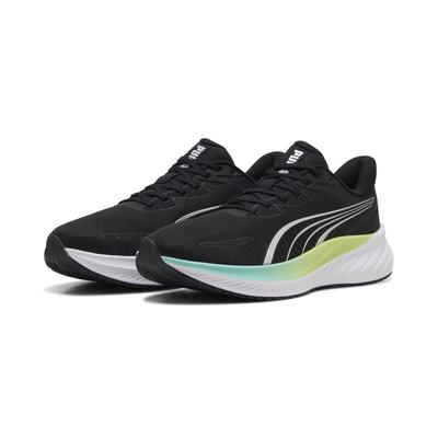 Trainingsschuh PUMA "Pounce Lite 2 Laufschuhe Erwachsene", Damen, Gr. 44,5, schwarz (schwarz intense mint sunny lime grün), Obermaterial: Synthetik, Textil. Futter: Textil. Innensohle: Textil. Laufsohle: Gummi