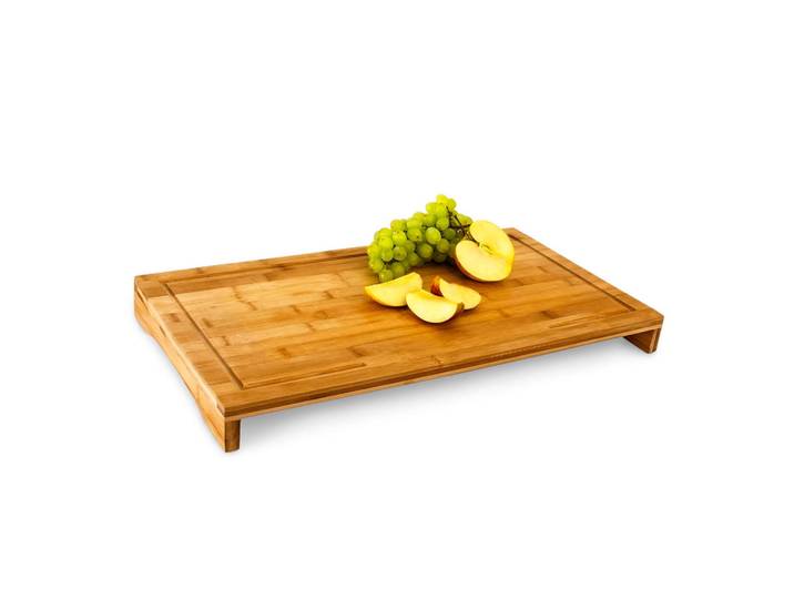Relaxdays Schneidebrett Natur Bambus Saftrille 52x29 cm, Hellbraun, Holz, 52x4.5x29 cm, Bar- & Weinzubehör, Barzubehör