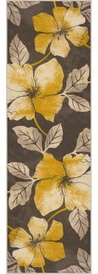 Beverly Rug Bahamas Black White Floral Non-Slip Rubber Back Indoor Area Rug