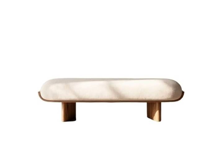DIANXI Minimalistische ovale Stoff-Holzbank Entry Schuhhocker Glatte, abgerundete Kante, stabiler Holzträger, geeignet for den Einsatz in mehreren Räumen
