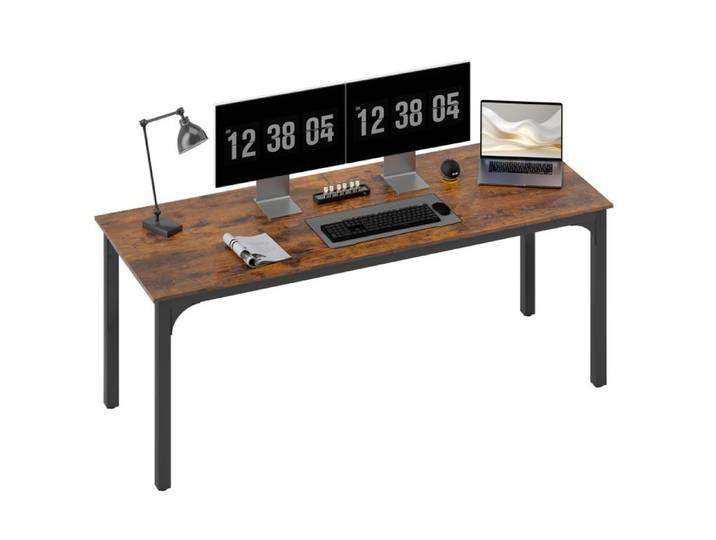 Bureau informatique – Style industriel robuste avec grand espace – pour bureau et salle à manger – 200x60 cm Brun