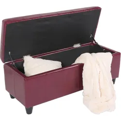 Bank Sitzbank MIT Aufbewahrung Arezzo Leder + Kunstleder 112x45x45cm MVG-zertifiziert ~ rot