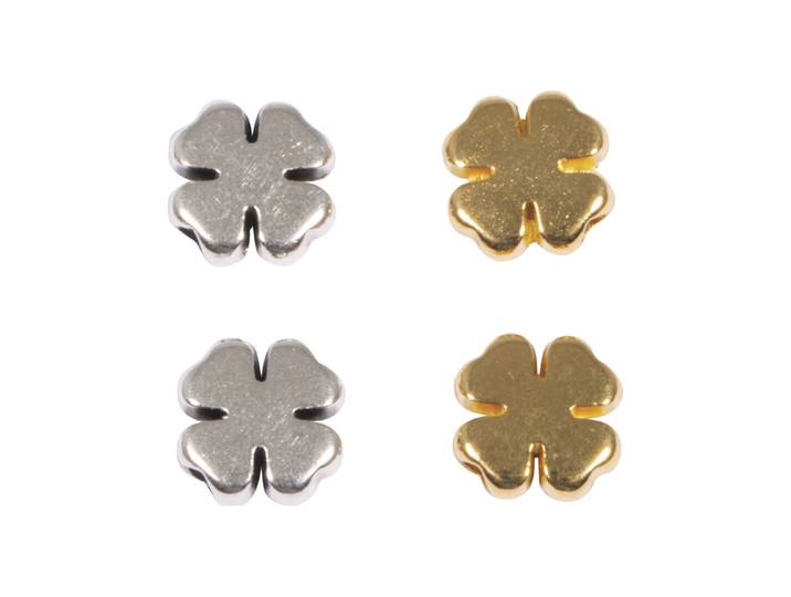 Metall Perlen Kleeblatt, 2xgold, 2xsilber, 8mm, SB-Btl. 4Stück
