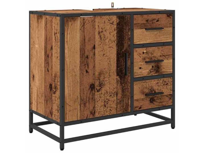 ABOTT@Cabinet de salle de bain KENNETH - Meuble Colonne salle de bain - Armoire WC - avec porte Bois Ancien 65x33x60cm - 677567