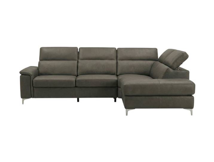 Villa Möbel Ecksofa Avenger, L-Form 1 Teile, Echtleder-Ecksofa mit Kopfteilverstellung fürs Wohnzimmer