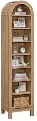 Costway 8-Tier Modern Arch Bookshelf with 3 Adjustable Shelves-Natural