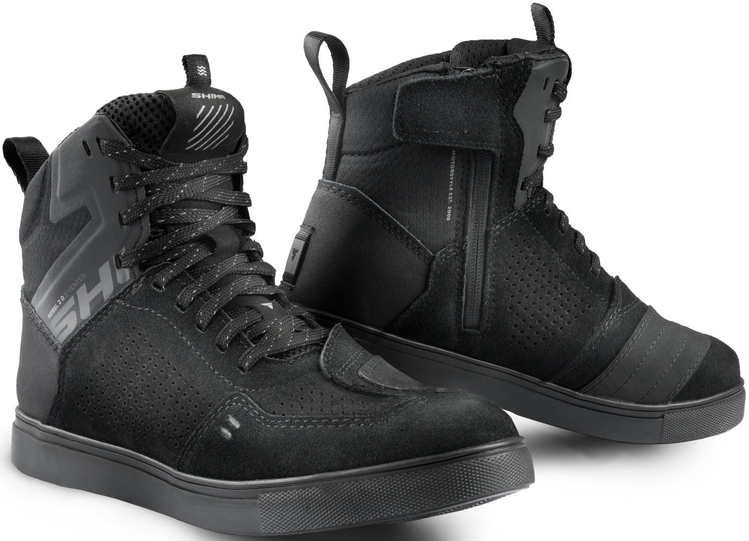 SHIMA Rebel Vented 2.0 perforierte Motorrad Schuhe REBEL-2.0-VENT-MEN-BLK-45
