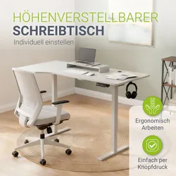 Juskys Höhenverstellbarer Schreibtisch Office Stand 160x75cm - elektrisch, Memory-Funktion - Weiß