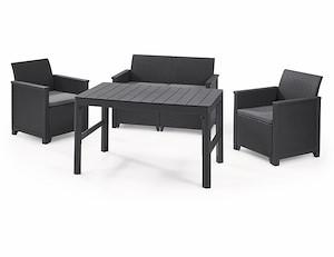 GAUTZSCHGROS Lounge-Set Amea 4-tlg.,graphit 2x Sessel, 1x Bank, 1x Tisch 16932949