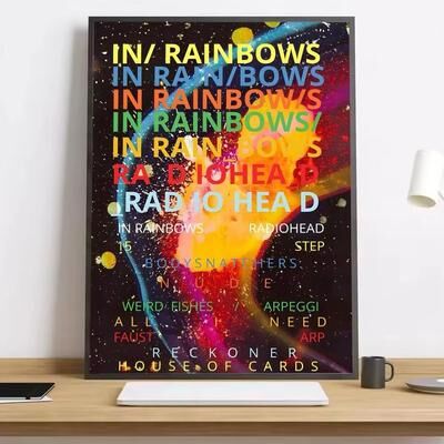 Inspired Finds Radiohead In Rainbows Canvas Poster Music Wall Art Aesthetic Print For Bedroom & Living Room Decor in Rainbows Color Burst 19.69x27.56in Frameless