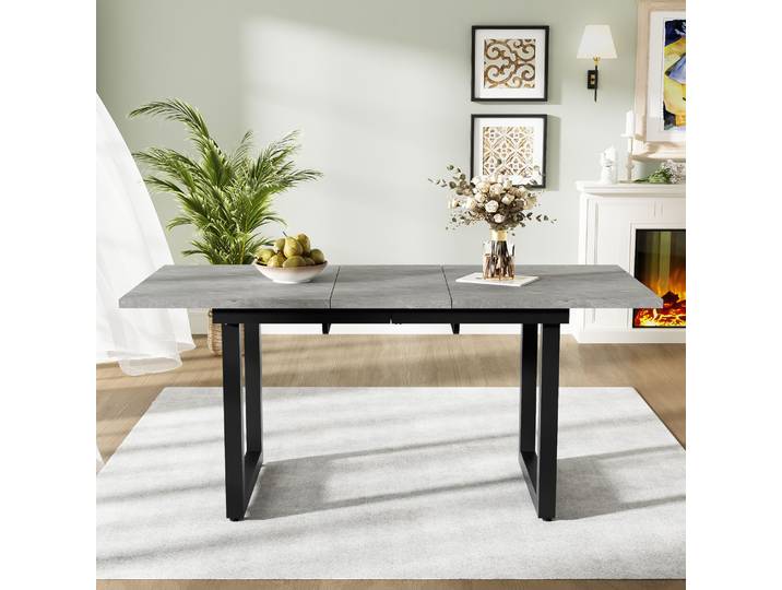 Table à manger extensible rectangulaire moderne, Table basse de loisirs de Style industriel L140/180 * W80 * H75, Table à manger peu encombrante