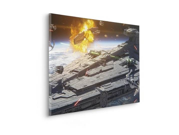 Komar Keilrahmenbild - Star Wars The Mandalorian Space Fight - Größe: 90 x 60 cm - Kinderzimmer, Wanddekoration