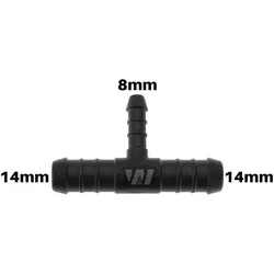 WamSter® T Schlauchverbinder Pipe Connector reduziert 14mm 14mm 8mm Durchmesser