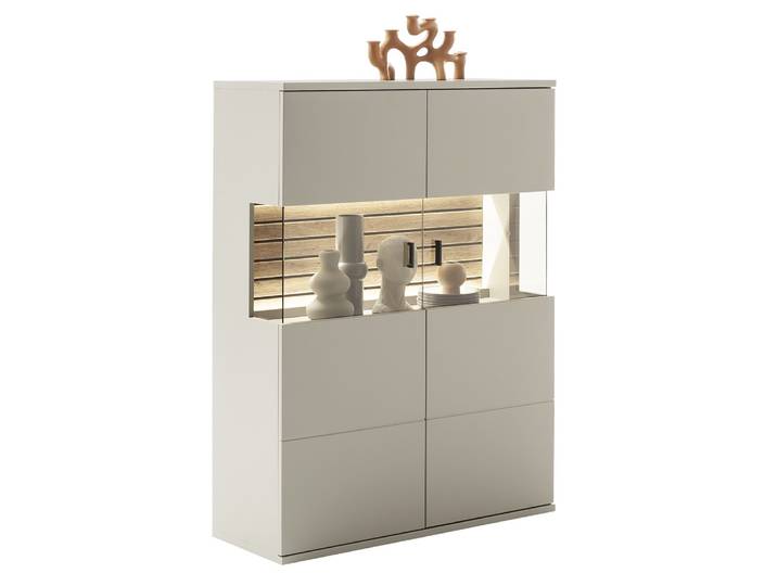 Highboard Lüttich 2 , Basalt / Wotan Eiche , mit Bandbeleuchtung