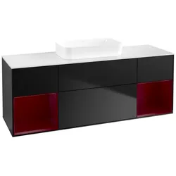 Villeroy und Boch Finion Waschtischunterschrank F741HBPD 160x60,3x50,1cm, Regale Peony matt lacquer, Black matt lacquer