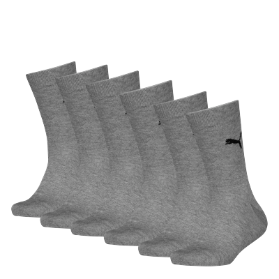 Socken PUMA "PUMA KIDS EASY RIDER 6P ECOM", Kinder, Gr. 35-38, grau (mid grau melange), Baumwollmischung, normal, Socken Socken, Sportsocken, Rippenbündchen, Logo