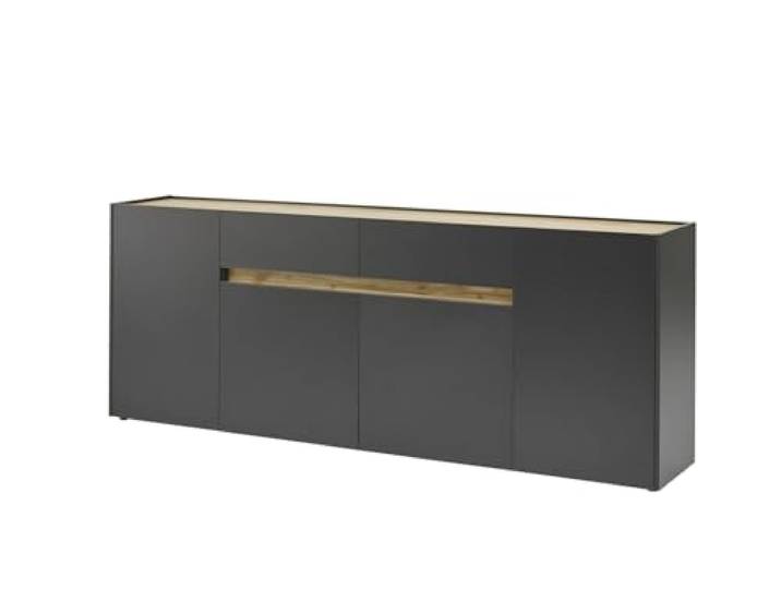 Furn.Design Sideboard Kommode in Eiche Wotan Holz und grau matt modern Wohnzimmer Esszimmer Schrank viel Stauraum 220 x 87cm Center (Kommode)