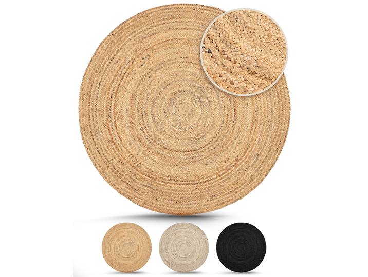 Teppich CARPETFINE Nele Juteteppich Naturfaser , beige (natur), H:6mm Ø:60cm, Jute, Teppiche, Teppich, geflochtener Wendeteppich aus 100% Jute, quadratisch und als Läufer