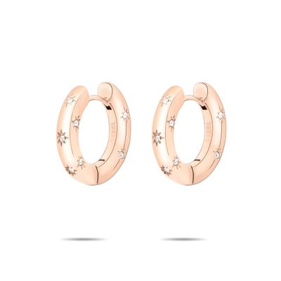 Paar Creolen TAMARIS "Schmuck Geschenk Creolen mit funkelnden Steinchen Little Twinkle", rosa (roségoldfarben, kristallweiß, kristallweiß), Ohrringe, Damen, 18,5mm, Edelstahl, mit Zirkonia (synth.)