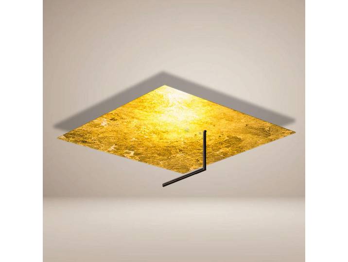 s.luce Led-Wand-/Deckenlampe Edge Blattgold 62x62cm, Goldfarben, Metall, Rund,Rund, LED integrated, 62x16x62 cm, Lampen & Leuchten, LED Beleuchtung, LED-Deckenleuchten