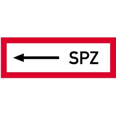 Schild SPZ linksweisend, Alu, 297x105 mm