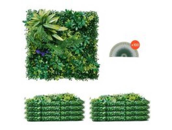 VEVOR Künstliche Pflanzenwand, 8 Stück, 500x500x50 mm, 3D-Kombination aus grünen Buchsbaumpaneelen, grüne Dekoration und Efeu-Zaunbedeckung, Sichtschutz-Hintergrundwand, Heckenschutz für den Garten