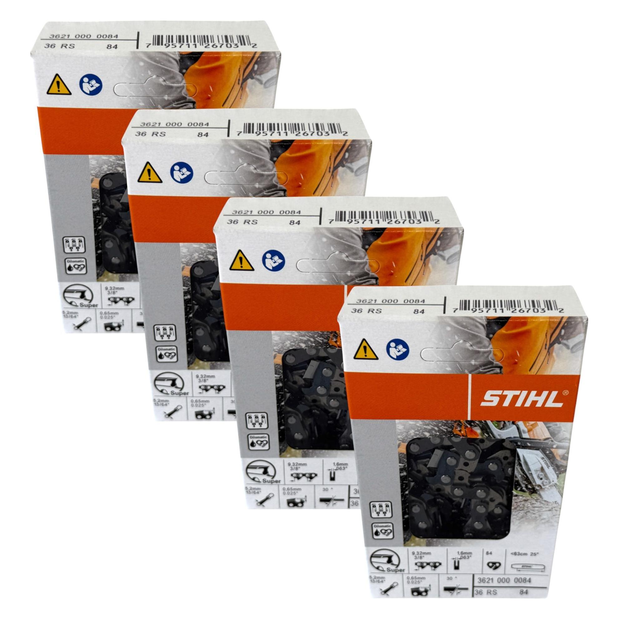 Stihl 4x 3/8" Rapid Super (RS) Sägekette 63 cm 3/8" 1,6 mm 4 Stück ( 4x 36210000084 ) (Kettensäge) (60318571)