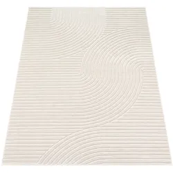 KADIMA DESIGN Teppich Kurzflor Struktur Wohnzimmer schmutzabweisend Creme Rechteckig 160x230 | 100% Polypropylen | Florhöhe: 6 mm | pflegeleicht