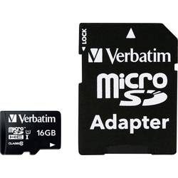 Verbatim MICRO SDHC 16GB CL 10 ADAP microSDHC-Karte 16 GB Class 10 inkl. SD-Adapter 44082