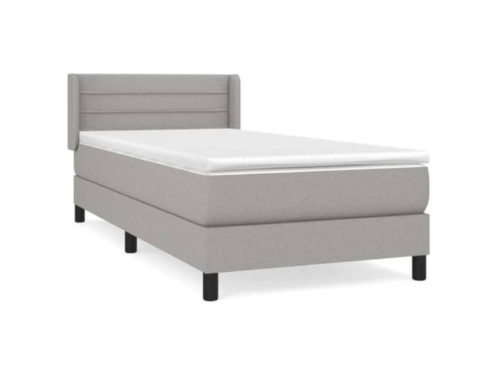 PUGYNBK Boxspringbett, 80 x 200 cm, hellgrauer Stoff Verstellbares Kopfteil, Taschenfedern, mittlere Festigkeit, atmungsaktiver Schutz