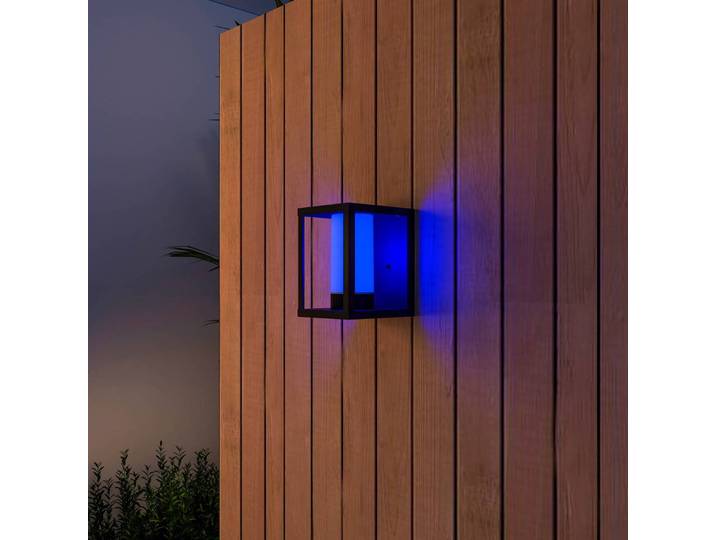 Calex slimme wandlamp voor buiten, CCT, RGB Smart Outdoor Classic Lantern, dimbaar, zwart, Kunststof, Modern, slimme wandlamp buiten