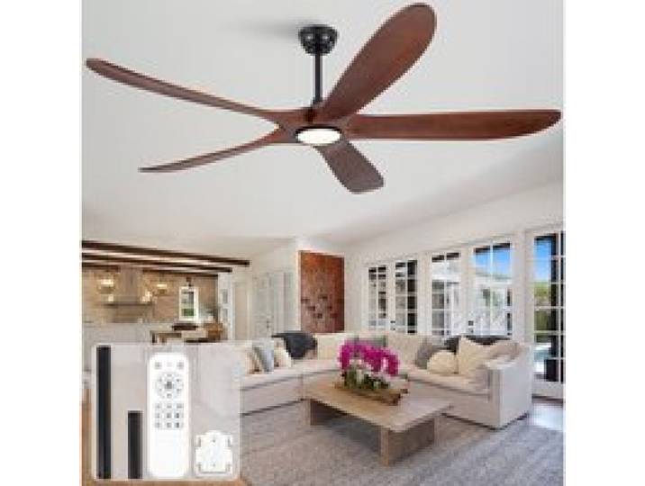 SENVIRO Ventilateur de plafond avec lumière 60 pouces 6 vitesses bois noir