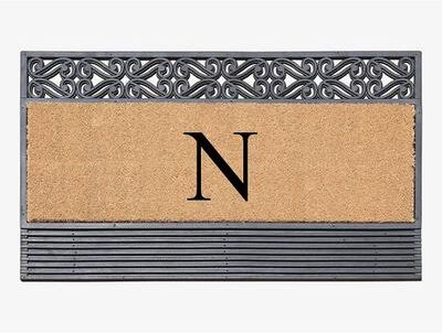 "A1 Home Collections First Impression Rubber and Coir Rosewood 24"" X 36"", Heavy Duty Outdoor Monogrammed Doormat"