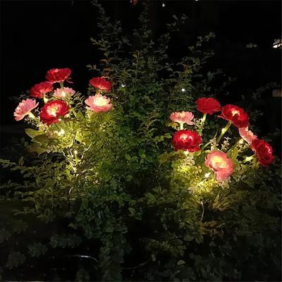 Inspired Living Solar Snow Lotus Garden Light Waterproof Solar Flower Stake For Outdoor Pathway & Patio Decor 7 Head red 1pc