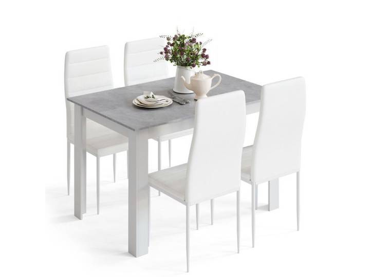 Mondeer table à manger avec 4 chaises ensemble table et chaise pour salle à manger contemporain 120x80x75 cm Gris et Blanc