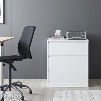 VIVIADORE 3 Drawer Steel Lateral Filing Cabinet with Lock,Anti-Tip Safety System,Full Extension Drawers for Letter Legal A4 F4 Files