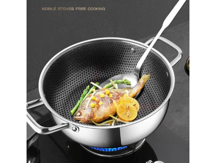 Pot à soupe antiadhésif en nid d'abeille en acier inoxydable 410, avec couvercle, marmite domestique, cuisinière à Induction, cuisinière à gaz, marmite à soupe universelle